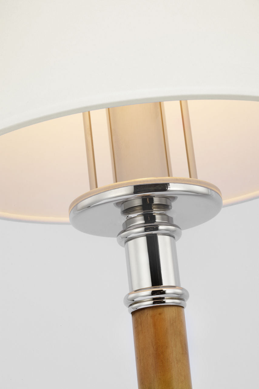 Dalfern Desk Lamp | Waxed Bamboo and Polished Nickel | White Parchment Shade
