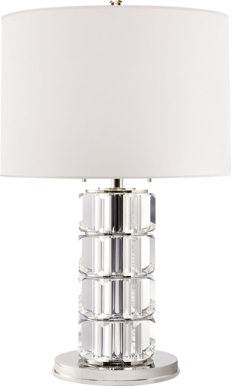 Brookings Large Table Lamp | Crystal and Polished Nickel | White Paper Shade
