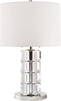 Brookings Large Table Lamp | Crystal and Polished Nickel | White Paper Shade