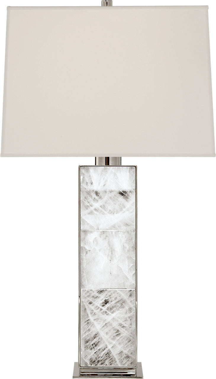 Ellis Table Lamp | Polished Nickel and Quartz | Percale Shade