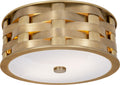 Ella Woven Small Flush Mount | Natural Brass | White Glass
