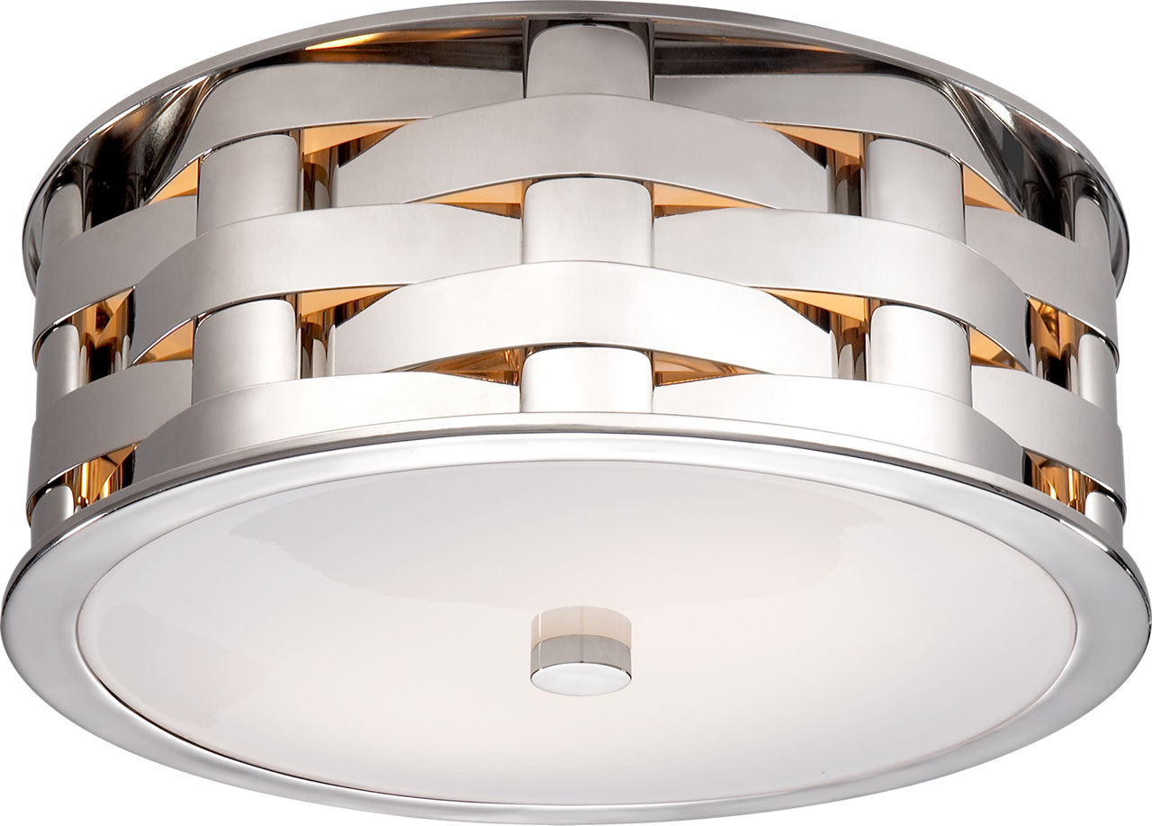 Ella Woven Small Flush Mount | Polished Nickel | White Glass