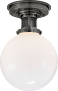 McCarren Small Flush Mount | Bronze | White Glass