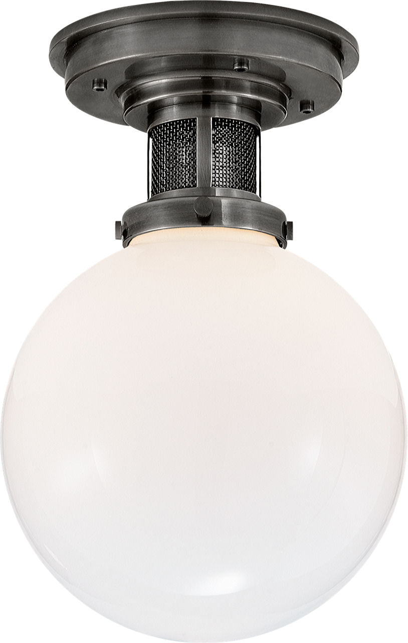 McCarren Small Flush Mount | Bronze | White Glass