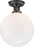 McCarren Medium Flush Mount | Bronze | White Glass