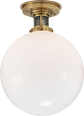 McCarren Medium Flush Mount | Natural Brass | White Glass