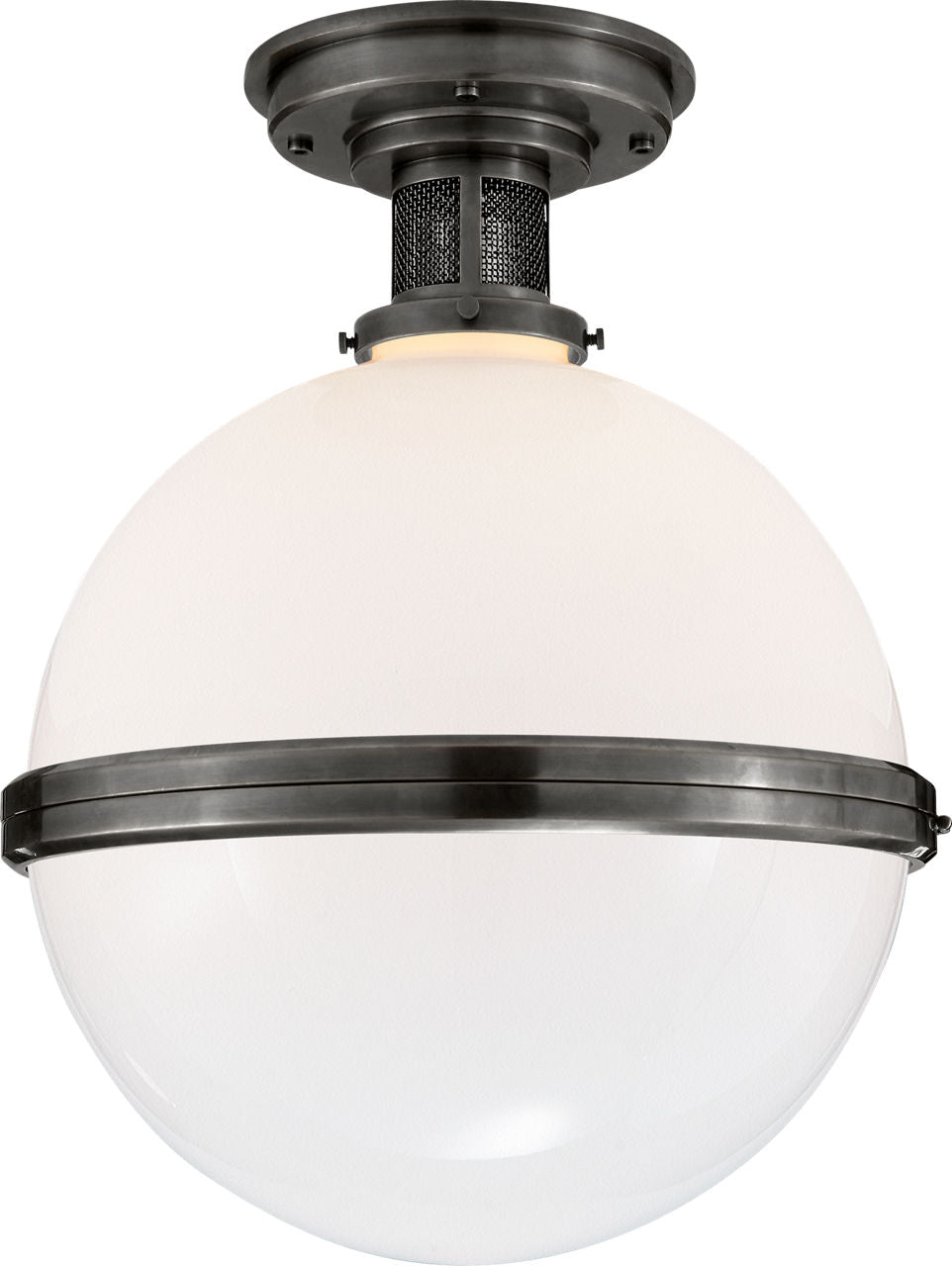 McCarren Large Flush Mount | Bronze | White Glass
