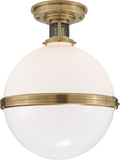 McCarren Large Flush Mount | Natural Brass | White Glass