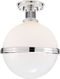 McCarren Large Flush Mount | Polished Nickel | White Glass