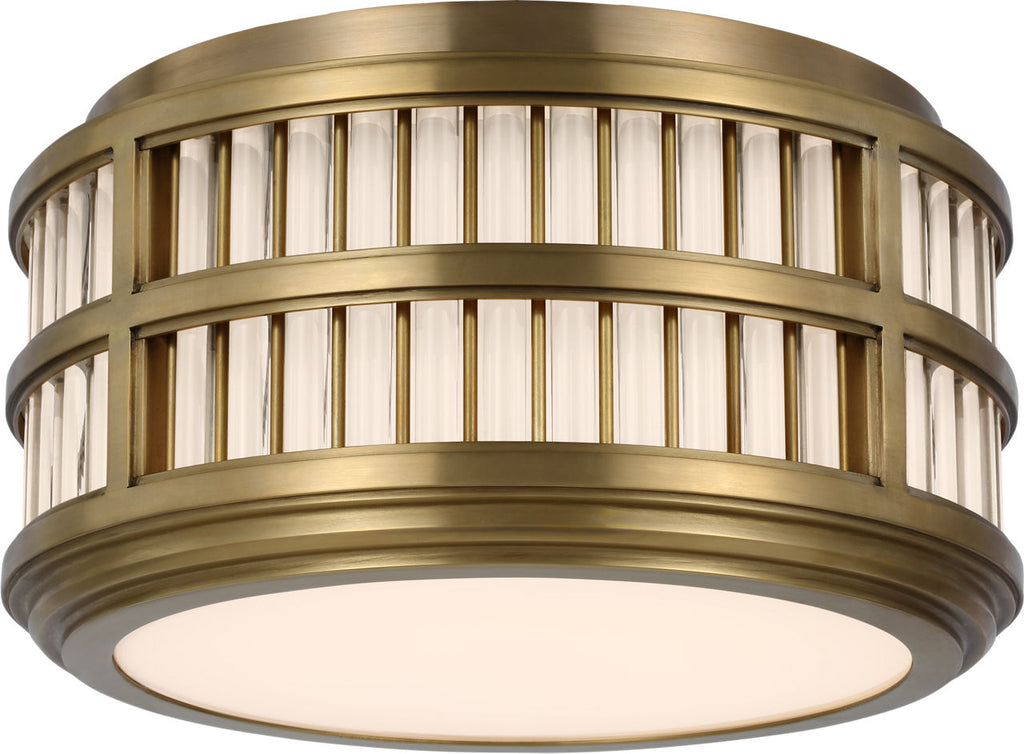 Perren 12" Flush Mount | Natural Brass and Glass Rods