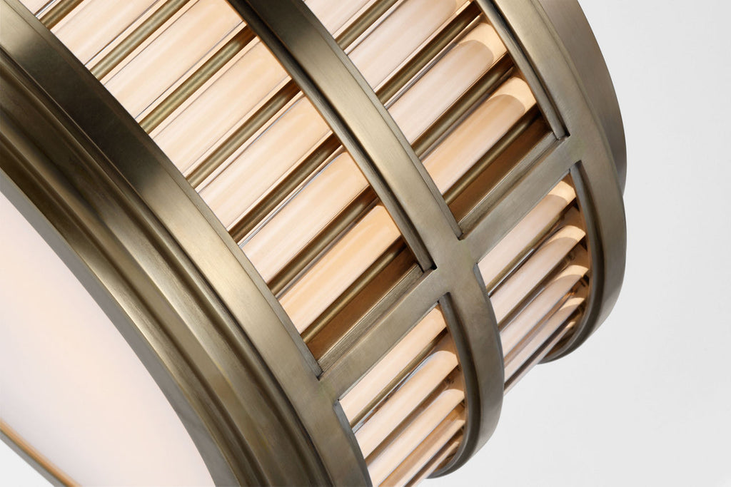 Perren 12" Flush Mount | Natural Brass and Glass Rods