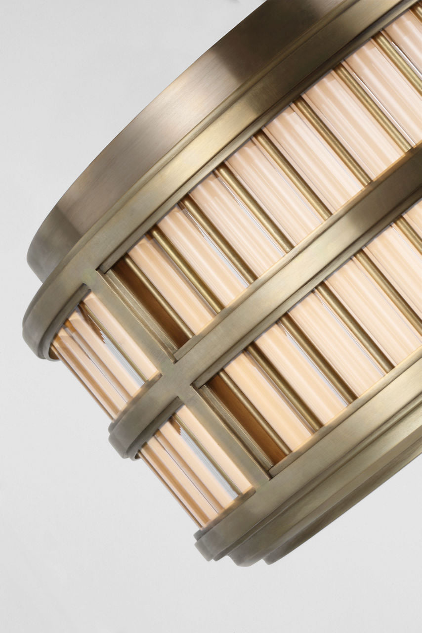 Perren 12" Flush Mount | Natural Brass and Glass Rods