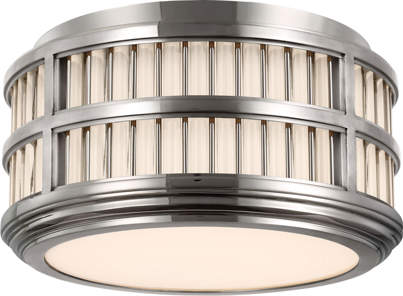 Perren 12" Flush Mount | Polished Nickel and Glass Rods