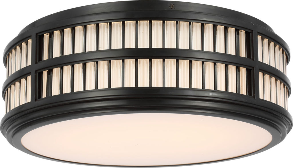Perren 18" Flush Mount | Bronze and Glass Rods