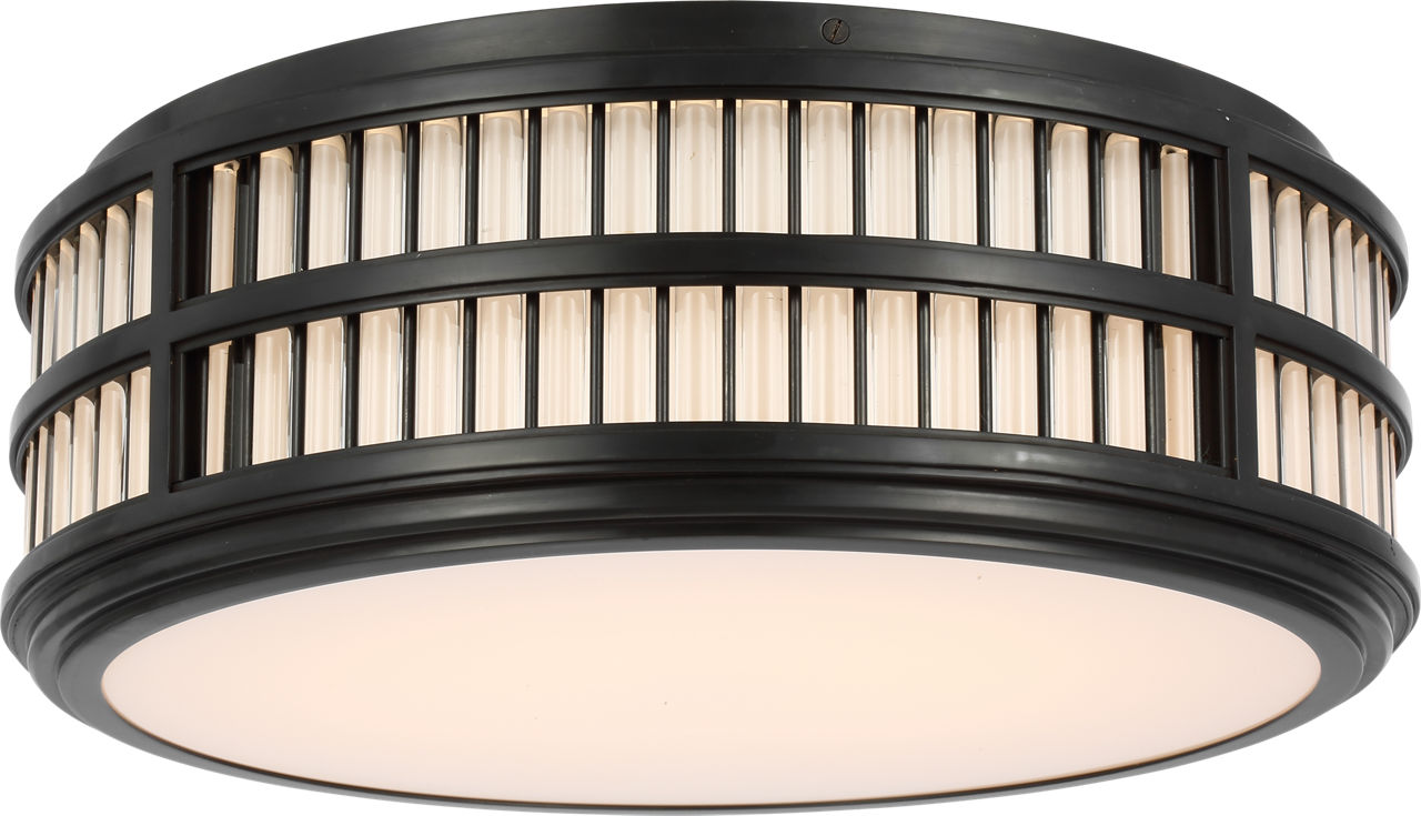 Perren 18" Flush Mount | Bronze and Glass Rods