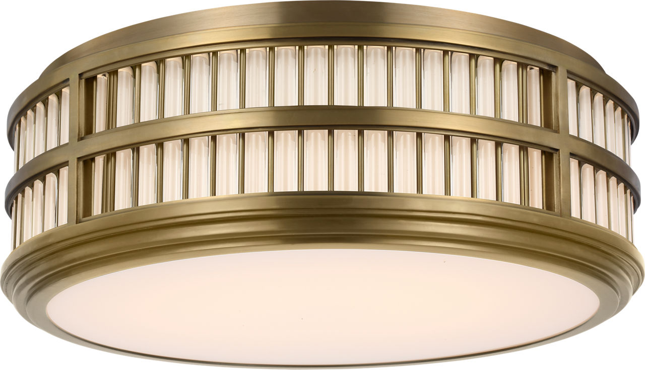 Perren 18" Flush Mount | Natural Brass and Glass Rods