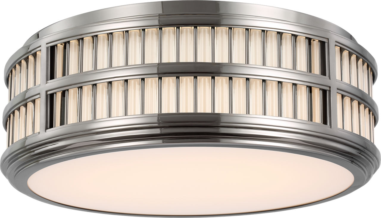 Perren 18" Flush Mount | Polished Nickel and Glass Rods