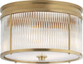Allen Medium Round Flush Mount | Natural Brass and Glass Rods | White Glass