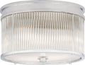 Allen Medium Round Flush Mount | Polished Nickel and Glass Rods | White Glass