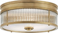 Allen Small Round Flush Mount | Natural Brass and Glass Rods | White Glass