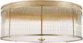 Allen Grande Flush Mount | Natural Brass and Glass Rods | White Glass