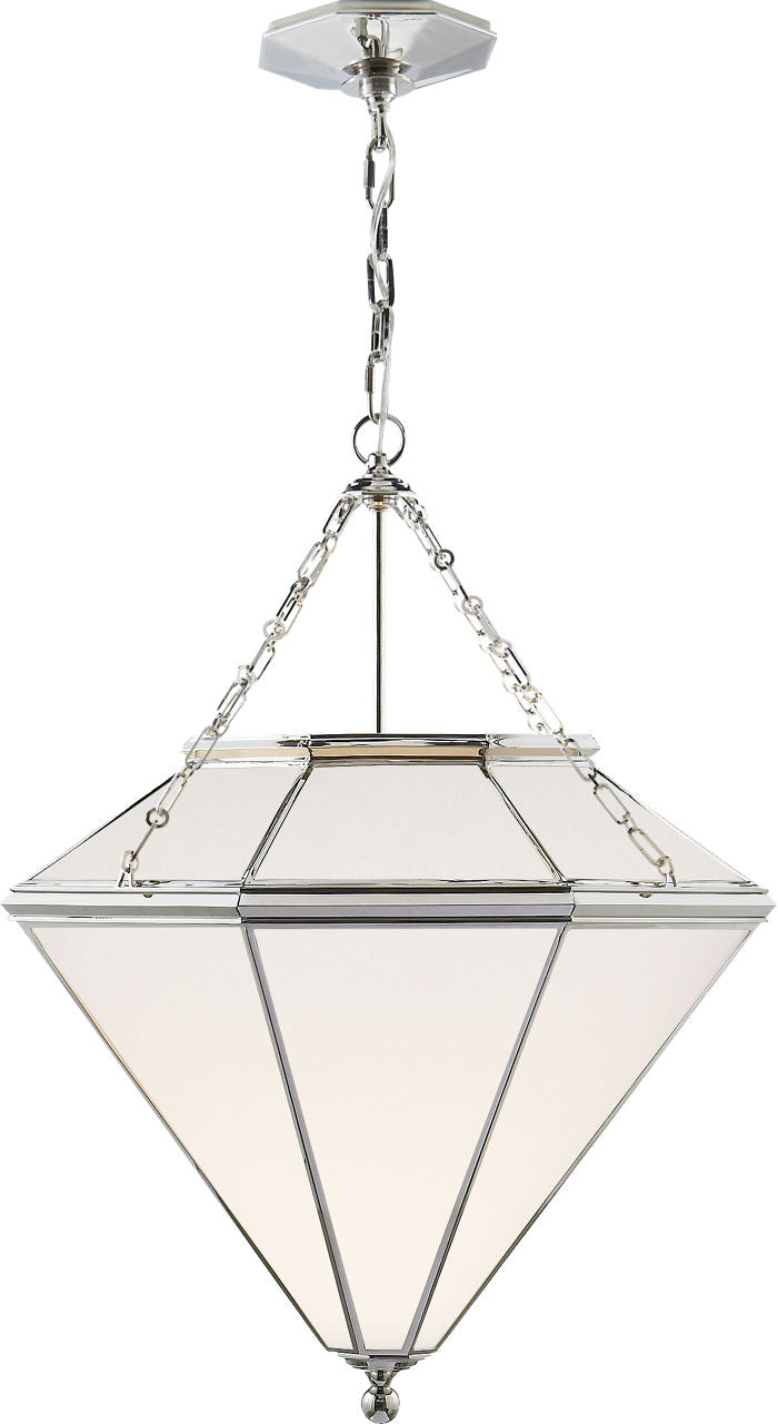 Cannes Pendant | Polished Nickel | White Glass