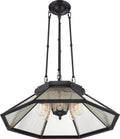 Rivington Medium Eight-Paneled Chandelier | Bronze | Clear Ribbed Glass