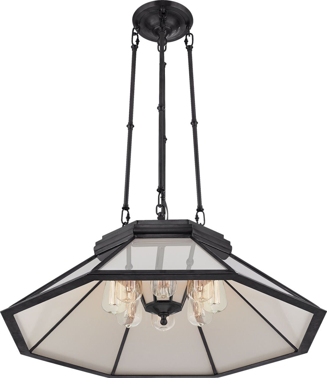 Rivington Medium Eight-Paneled Chandelier | Bronze | White Glass