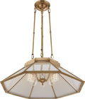 Rivington Medium Eight-Paneled Chandelier | Natural Brass | White Glass