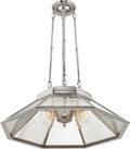 Rivington Medium Eight-Paneled Chandelier | Polished Nickel | Clear Ribbed Glass