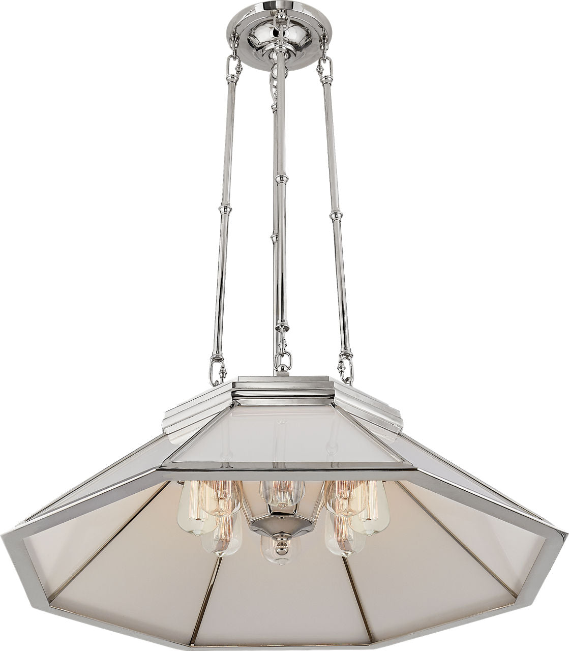 Rivington Medium Eight-Paneled Chandelier | Polished Nickel | White Glass