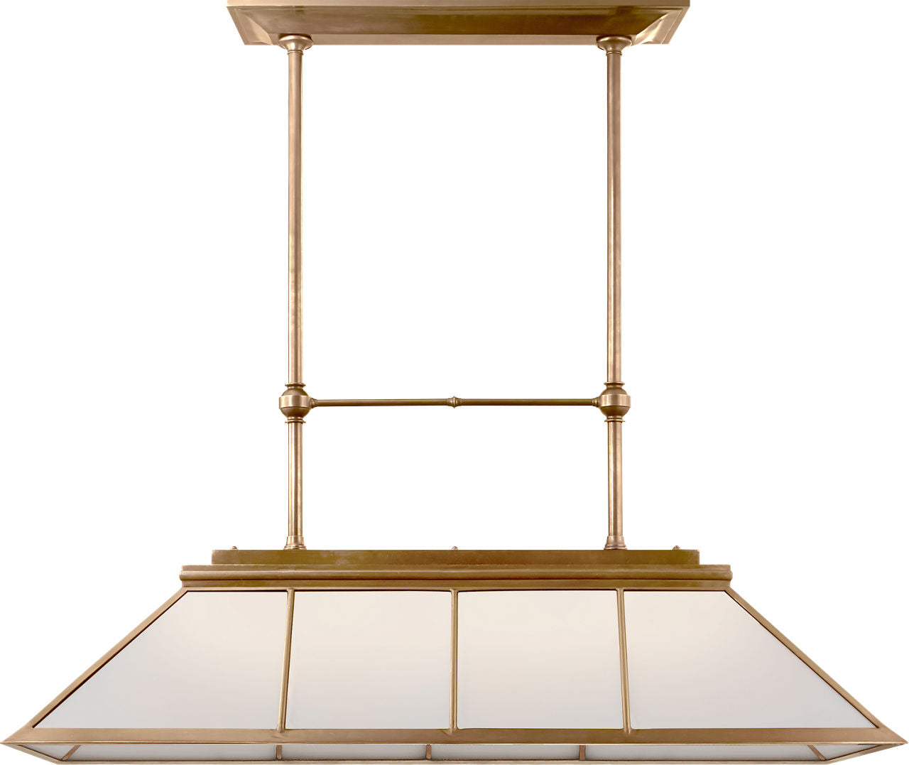 Rivington Large Billiard Chandelier | Natural Brass | White Glass