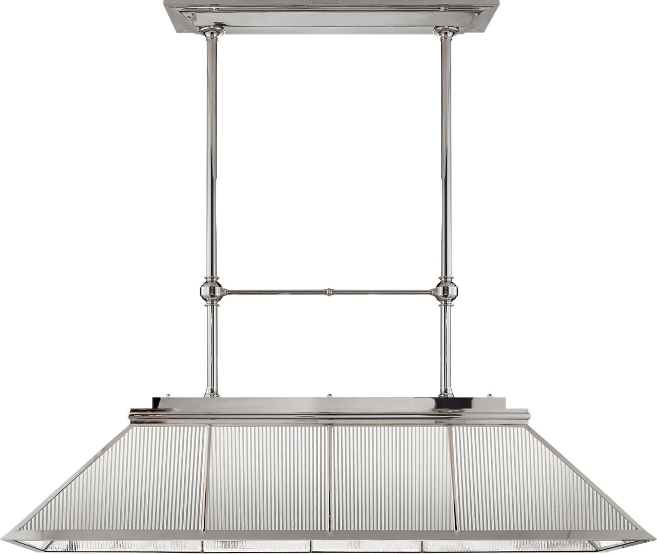 Rivington Large Billiard Chandelier | Polished Nickel | Clear Ribbed Glass