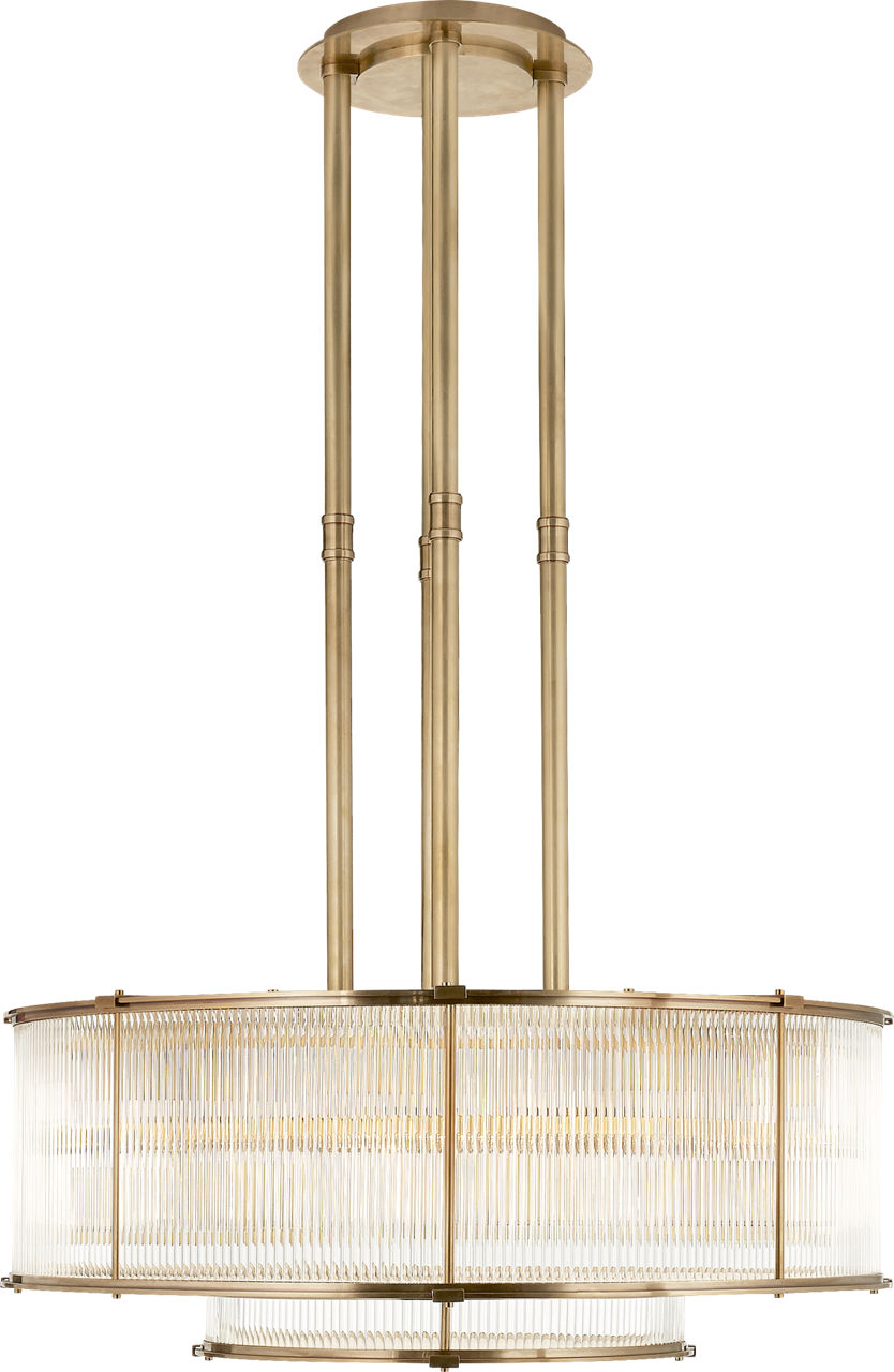 Allen Large Tiered Chandelier | Natural Brass and Glass Rods