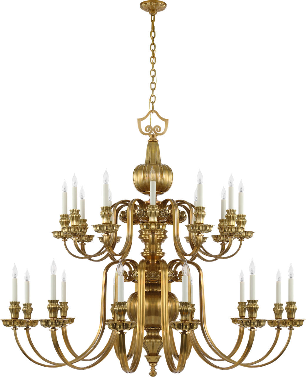 Falaise Grande Two Tier Chandelier | Natural Brass