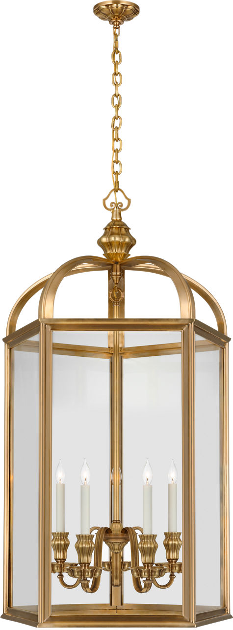 Falaise Large Lantern | Natural Brass | Clear Glass