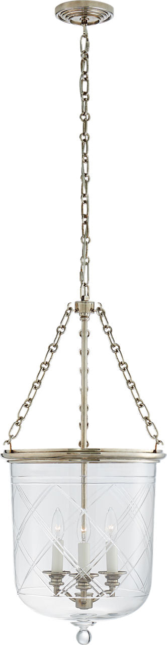 Cambridge Medium Smoke Bell Lantern | Butler's Silver | Clear Glass