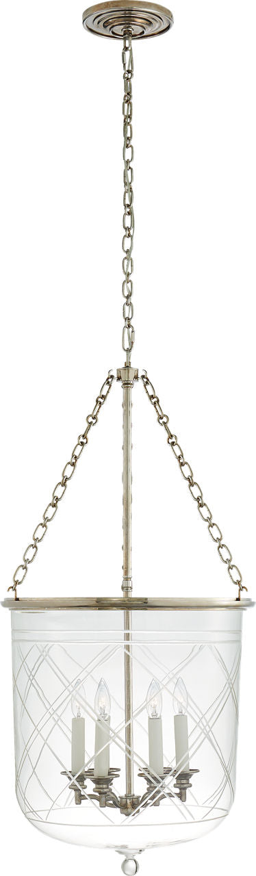 Cambridge Large Smoke Bell Lantern | Butler's Silver | Clear Glass