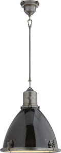 Fulton Medium Pendant | Industrial Steel | Black Enamel Shade