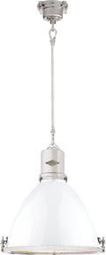 Fulton Medium Pendant | Polished Nickel | White Enamel Shade