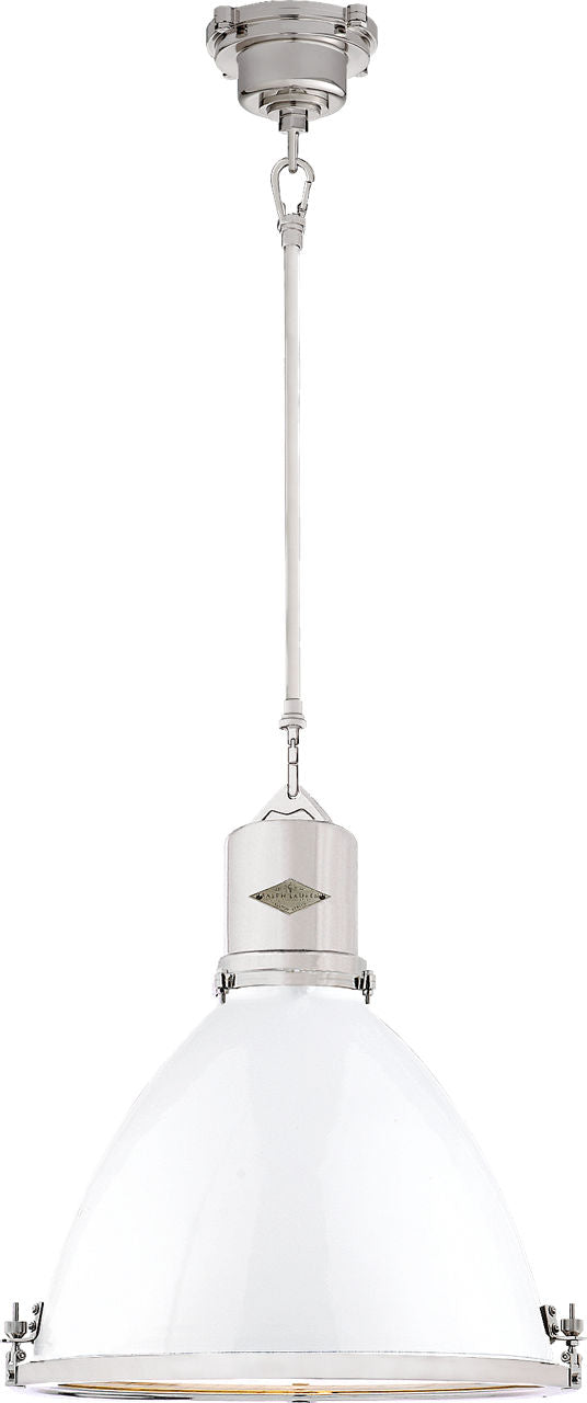Fulton Medium Pendant | Polished Nickel | White Enamel Shade