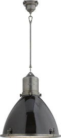 Fulton Large Pendant | Industrial Steel | Black Enamel Shade