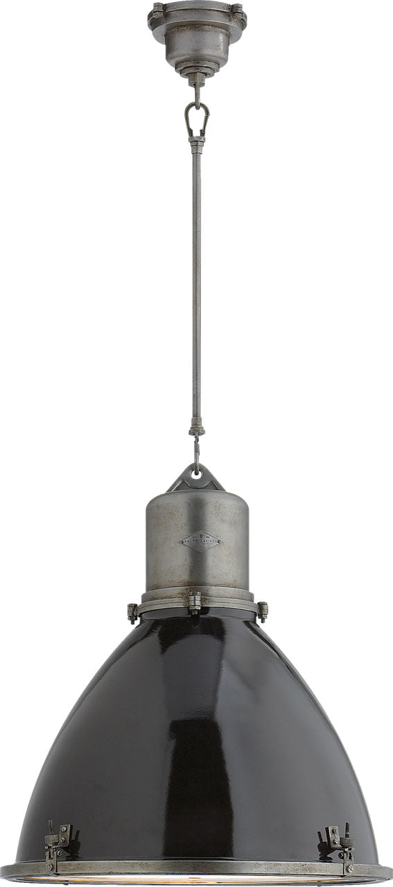 Fulton Large Pendant | Industrial Steel | Black Enamel Shade