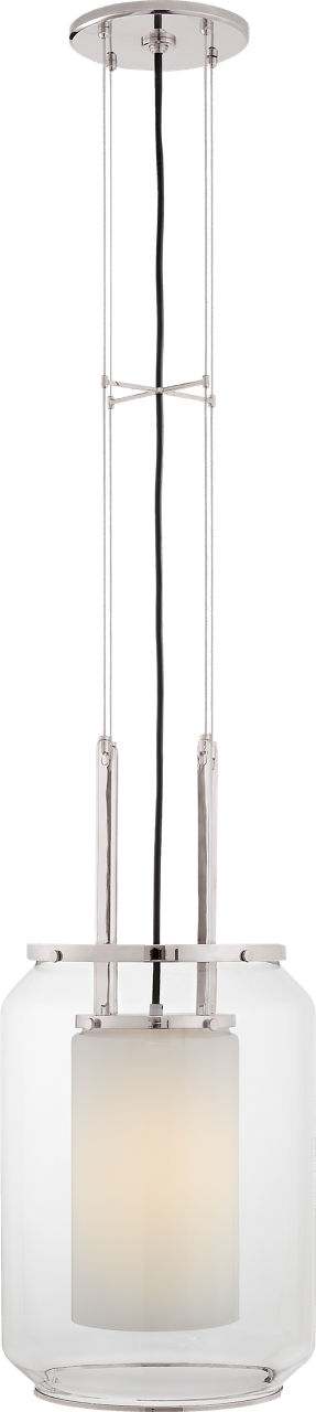 Upton Large Lantern | Polished Nickel | Clear and White Glass