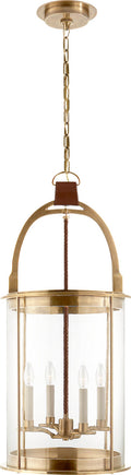Westbury Lantern | Natural Brass and Saddle Leather