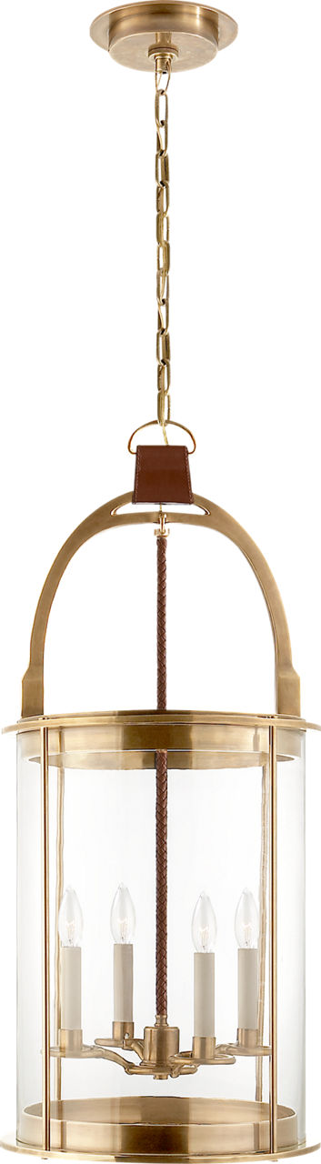 Westbury Lantern | Natural Brass and Saddle Leather