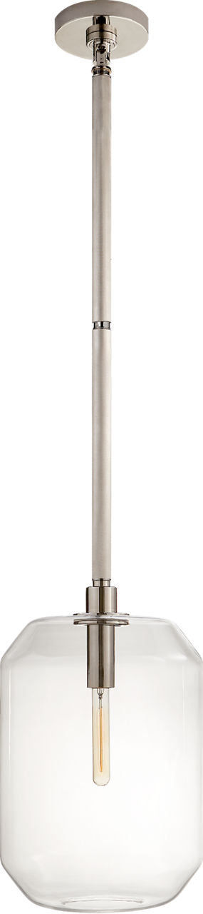 Barrett Medium Knurled Pendant | Polished Nickel | Clear Glass