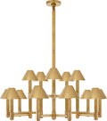 Barrett Large Knurled Chandelier | Natural Brass | Natural Brass Shades