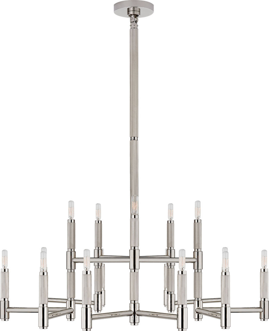 Barrett Large Knurled Chandelier | Polished Nickel