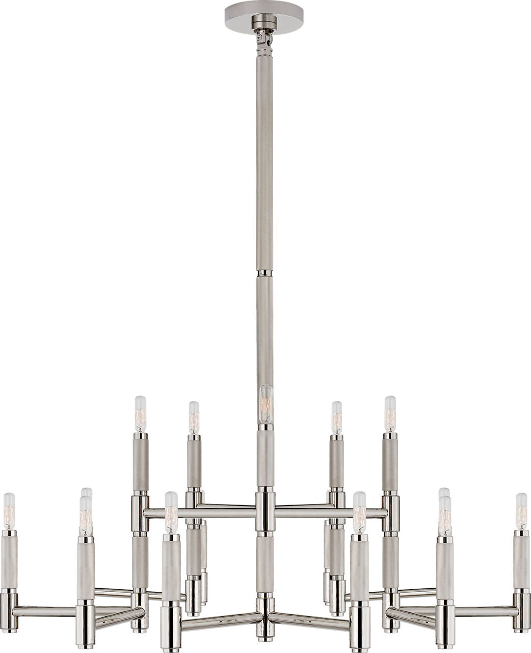 Barrett Large Knurled Chandelier | Polished Nickel